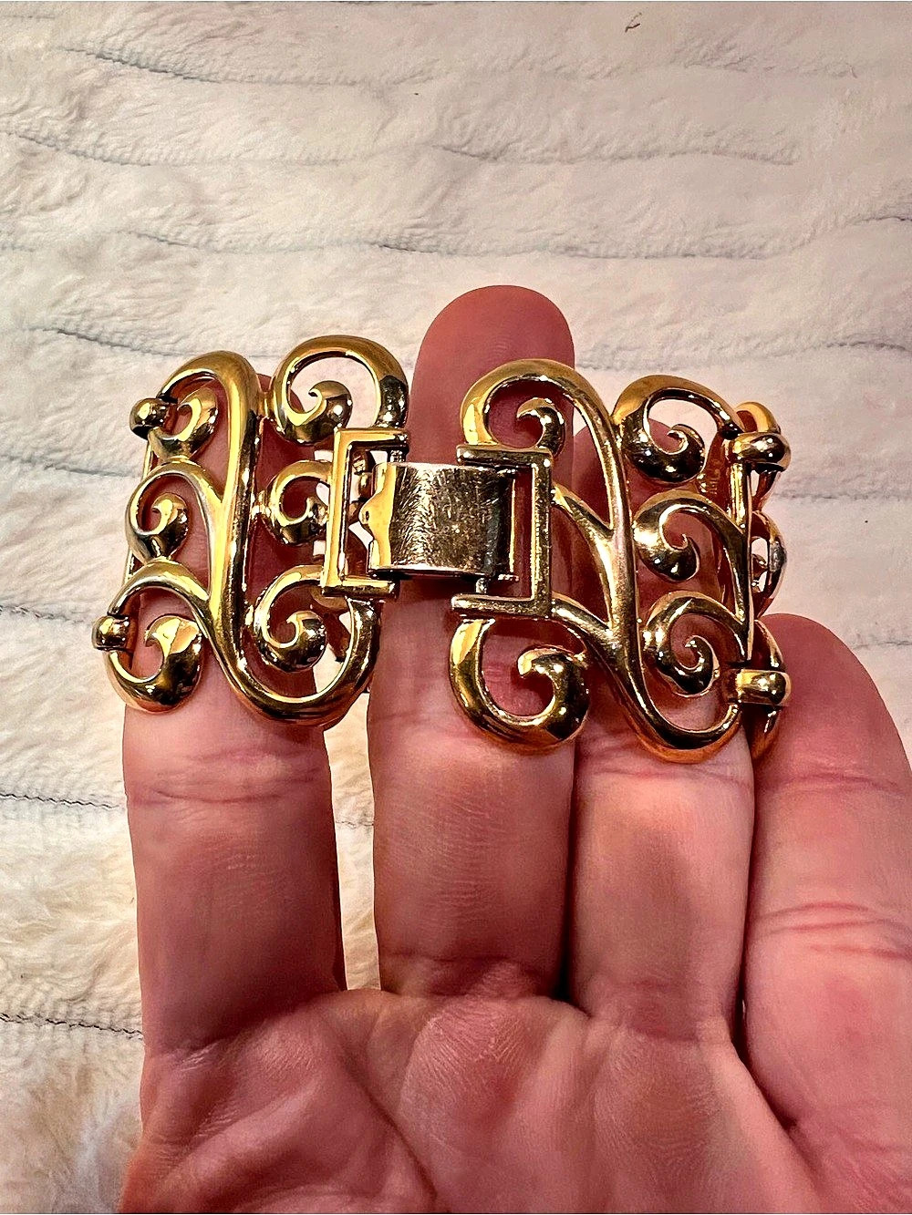 Napier Gold-Tone Ornate Scroll Link Bracelet